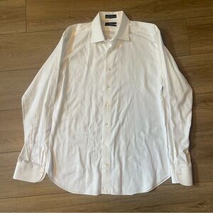 Saks Fifth Avenue White Dress Shirt with Pointed Collar,17 1/2- 36/37